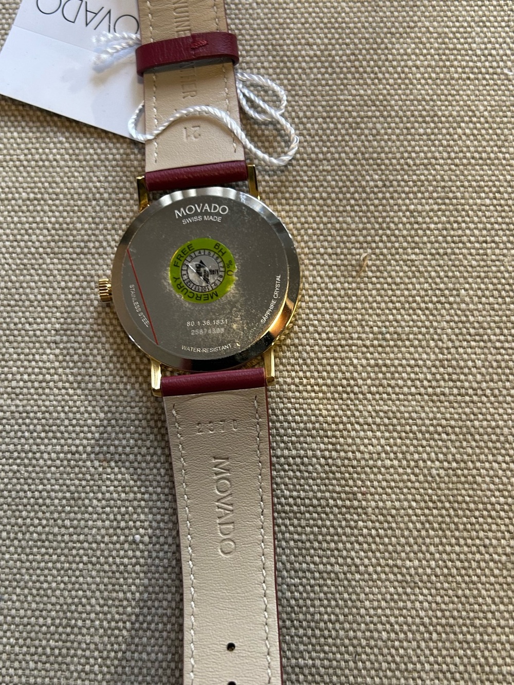 Movado Signiture Watch With 40mm Red Face & Red Leather Band - Picture 2 of 8